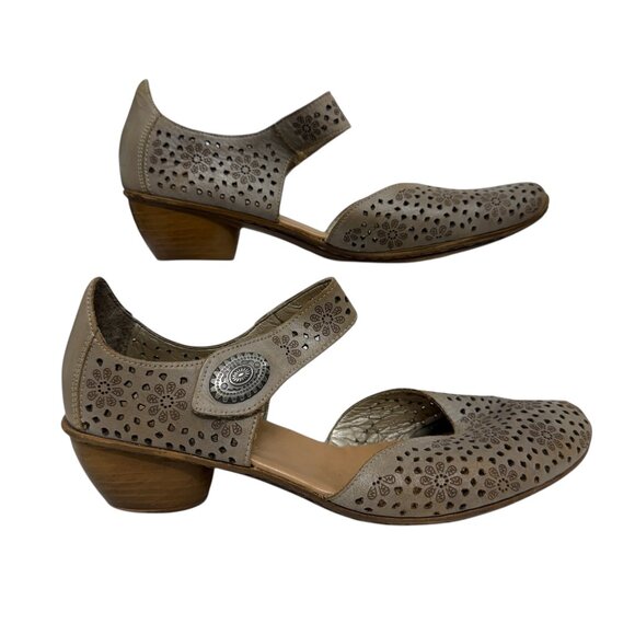 Rieker Antistress Mirjam Mary Jane Leather Gray Boho Comfort Shoes Size 39 / 8 - Picture 2 of 9